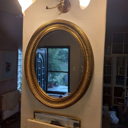 Oval woodcarved mirror classic baroque style like new