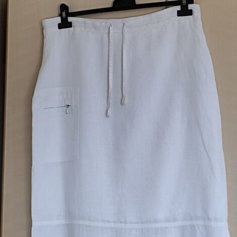 Forel White Linen Maxi Skirt with Drawstring size 46 XL like new