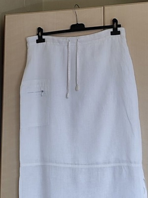 Forel White Linen Maxi Skirt with Drawstring size 46 XL like new