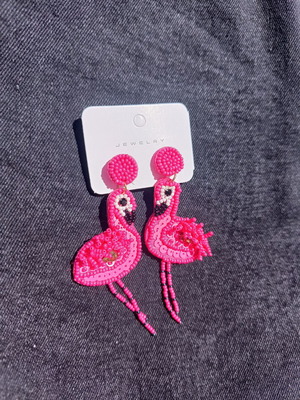 Handmade flamingo earrings new, pink