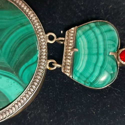 Clerical medallion pendant used with silver and malachite