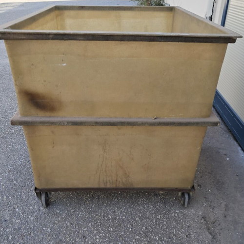 Fiberglass bin with wheels like new