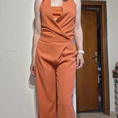 Women's jumpsuit s/m like new, orange with crop top