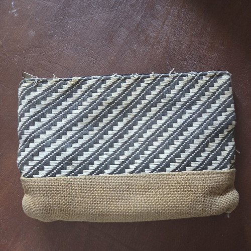 Straw bag used, tricolor, black and beige