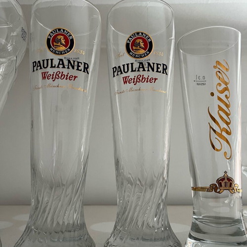 Beer glasses new, set with 3 Erdinger, 2 Paulaner and 1 Kaiser