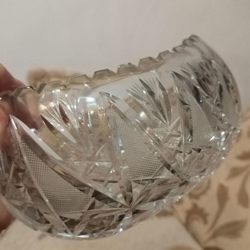 Crystal fondue bowl from Czech Republic used