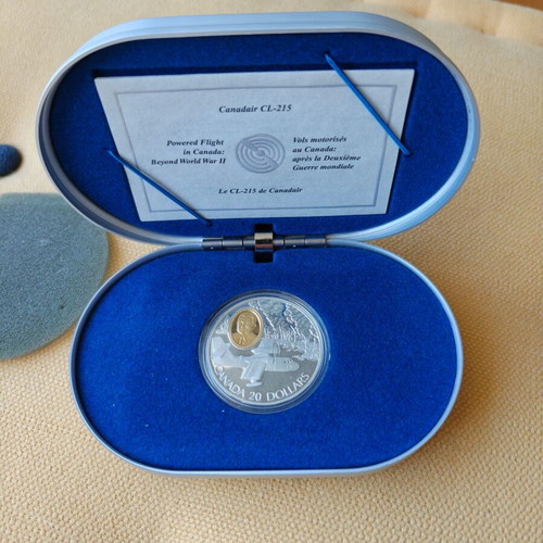 1998 Canadian 20 Dollar Fine Silver Coin Canadair CL-215 New with Box