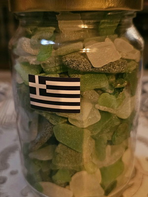 Sea glass like new for crafts in honey jar