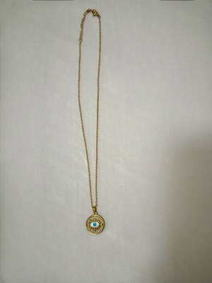 Circular evil eye necklace new, gold stainless steel