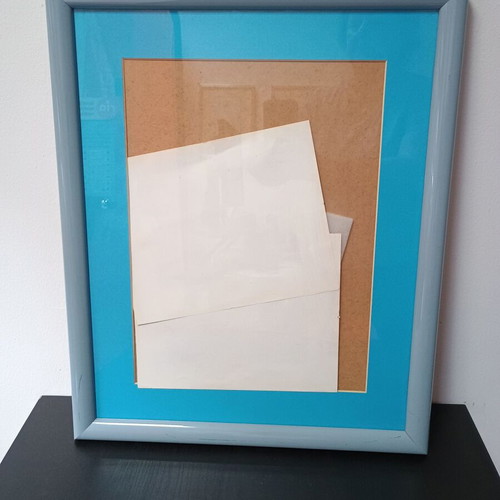 Wall frame used, horizontal and vertical, blue lacquer 45.5x54.5 cm