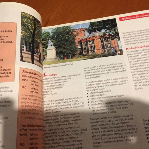 University of Sheffield Postgraduate Prospectus used 1994-1995