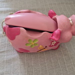 Vintage analog home phone pig-shaped used, pink