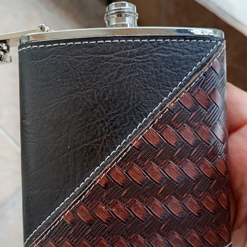 Stainless Steel Flask like new, 6oz (180ml) with faux leather