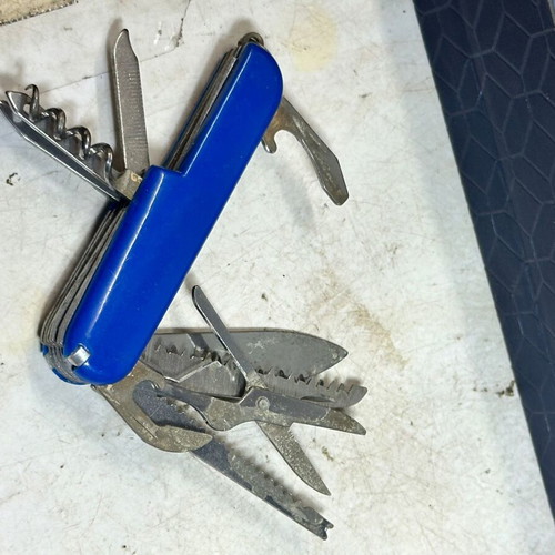 Vintage 12-in-1 Pocket Multitool with Saw, Corkscrew & Openers used