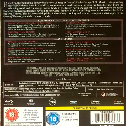 Game of Thrones Blu-Ray μεταχειρισμένη η πρώτη σεζόν
