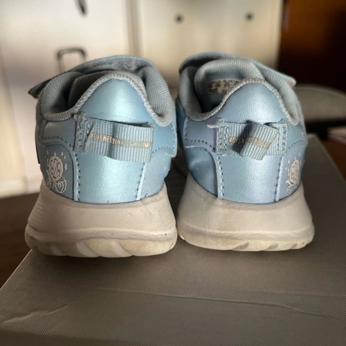 Adidas kids sports shoes size 21 used, light blue with mermaid effect
