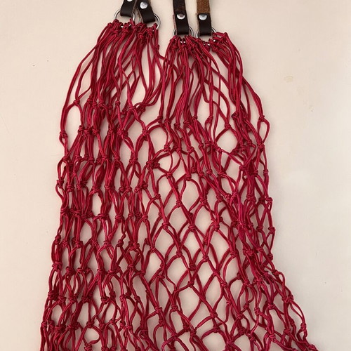 Eco-friendly shopping net with leather handles like new