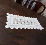 Crocheted Table Runner like new, white with sun pattern