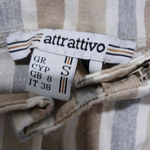 Attrattivo linen high-waisted pants used, beige, summer style