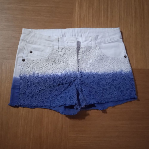 Pepperts! denim shorts with lace like new, for girl 11-12 years, white