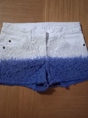 Pepperts! denim shorts with lace like new, for girl 11-12 years, white
