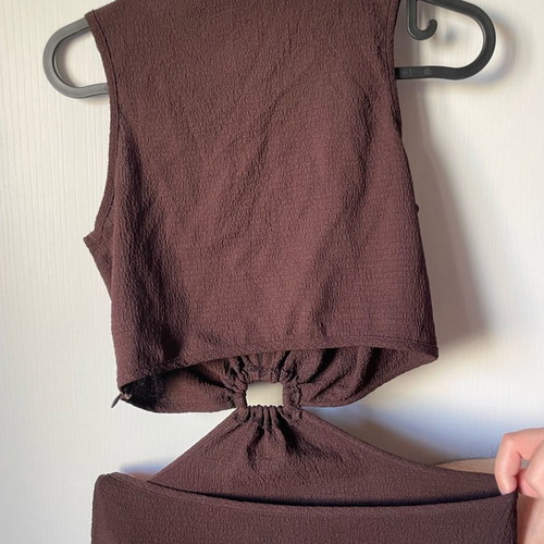 Shein brown cut out dress with ring detail
