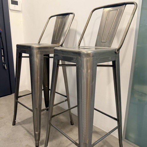 High stools anthracite glossy used, set of two
