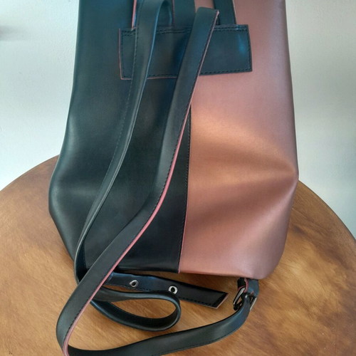 FRNC leather backpack used with wallet