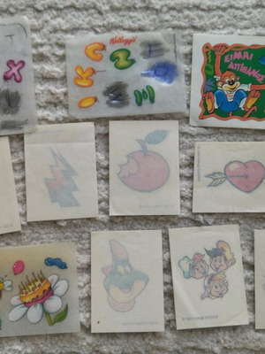 Rare Kellogg's tattoo stickers used, collectible pack