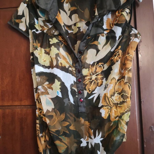 Transparent blouse dress like new, size S 36 8, beige brown