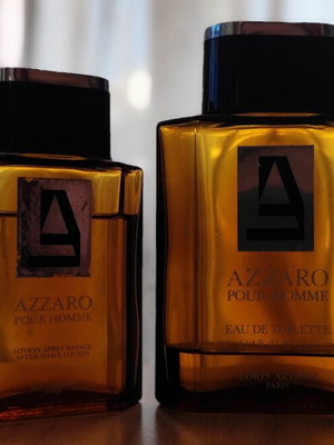 Vintage σετ Azzaro Pour Homme 1980s EDT και λοσιόν μετά το ξύρισμα