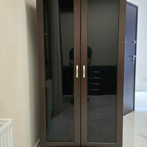 Wenge showcase with dark mirror