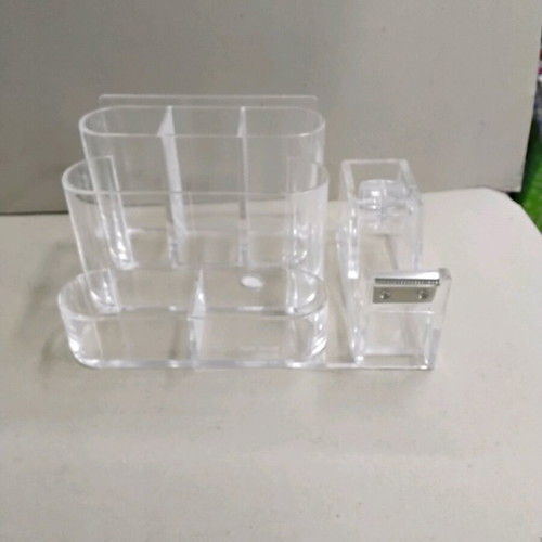 Acrylic Desk Organizer 7 Slots with Tape Holder and Compartments