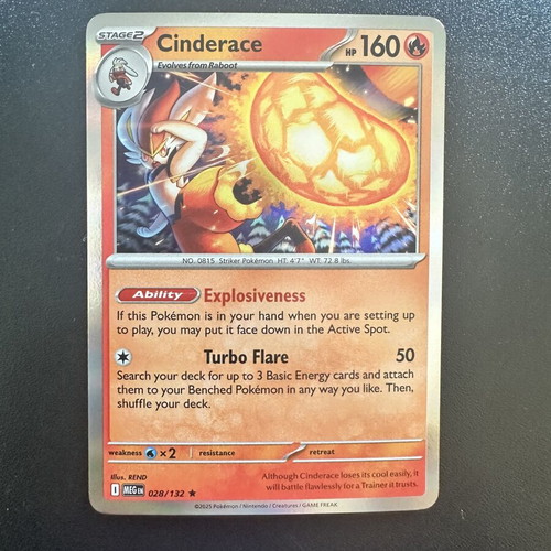 Cinderace 028/132 Mega Evolution Holo Pokemon card