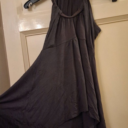 Sleeveless blouse used, dark grey with unique neckline, size S