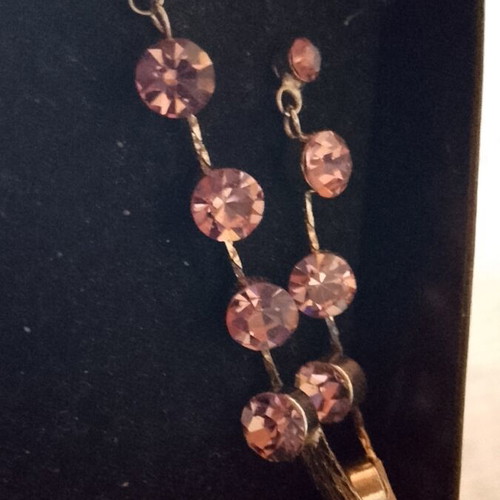 Long earrings with pink transparent stones new