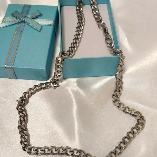 Steel chain 55 cm length and 5mm link width new silver