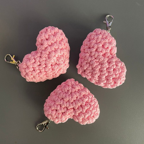 Handmade heart keychain pink new