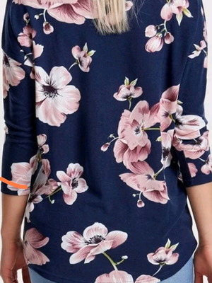 Floral blouse with 3/4 sleeves Only like new, blue and pink