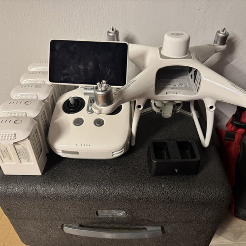 DJI Phantom 4 RTK drone used with 6 batteries and Smart Controller GS RTK