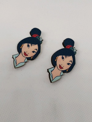 Mulan earrings new, wooden, multicolor with stainless steel clasp