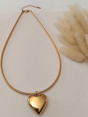 Steel necklace with heart new, gold-colored