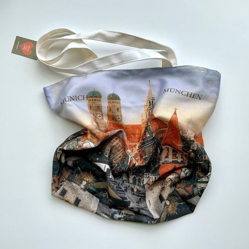 Munich Fabric Shoulder Bag with Travel Print New