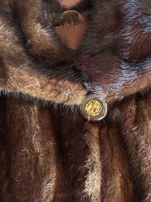 Genuine mink fur coat, handmade, large, brown