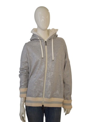 Moncler Maglia Cardigan metallic silver hoodie, size L