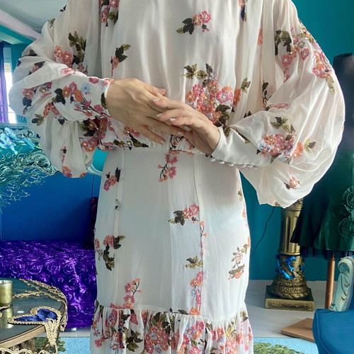 Vintage floral dress with sequins, like new, size S