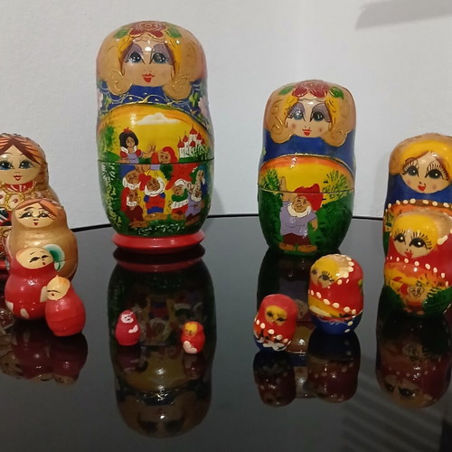 Babushka dolls vintage wooden Russian hand-painted used