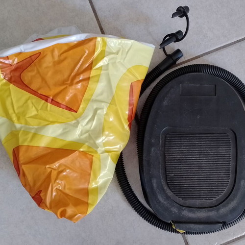 Inflatable Pineapple Swim Ring and Used Foot Pump