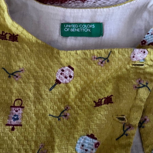 Benetton children's dress like new, multicolored yellow, ages 3-4