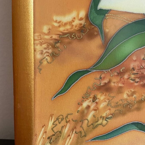 Painting "Lilies" on Silk Batik by O.A. Martyanova 2005 like new